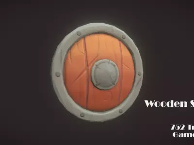 Wooden Shield Low-poly 3D model 20