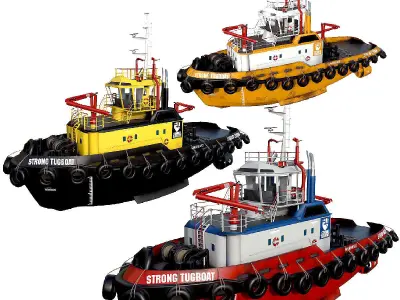 Panamax  tanker and tugboat Low-poly 3D model
