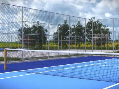  Outdoor Tennis Court with Double Court Tennis Net 