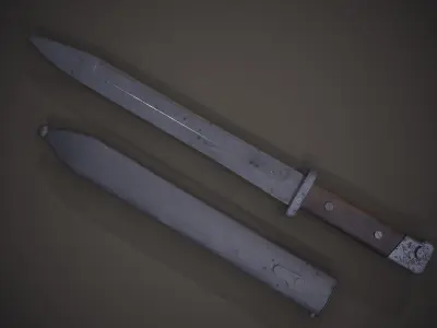 Rusty Mauser 98K bayonet Low-poly 3D model