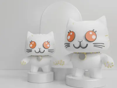 Cat Style British Shothair Mascot Character 3D model Low-poly Low-poly 3D model