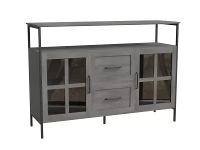 Industrial Farmhouse Window Pane Buffet Table Low-poly 3D model purchase