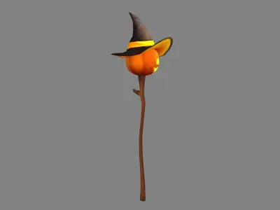 Cartoon pumpkin magic wand Low-poly 3D model