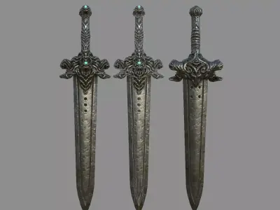 Devil Sword Lowpoly 3D Model Texturing  Low-poly 3D model