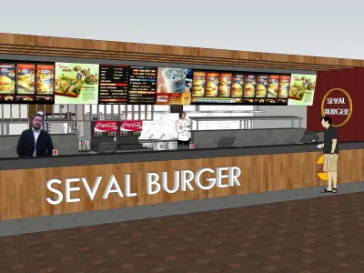 Commercial Airport Burger Kitchen Shop 3D model