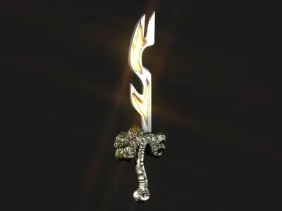 Fantasy beast flame sword Low-poly 3D model