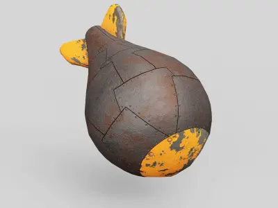 Nuclear Atom Bomb in Steampunk Style Low-poly 3D model