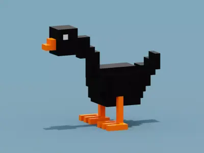Voxel Black Goose Low-poly 3D model