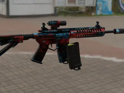 P-416 airsoft rifle with paint job Free low-poly 3D model