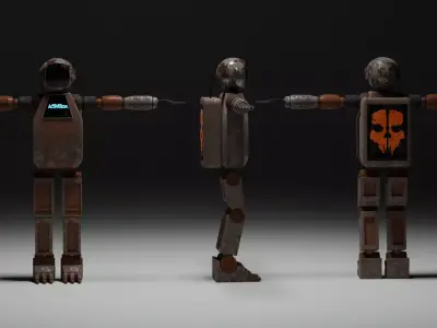 Sci-fi rigged Rusty Robot 3D model