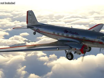 Vintage Propeller Aircraft Douglas DC-3 3D model