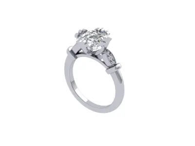 Asscher Solitair Ring 3D print model 4