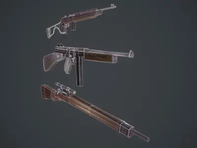 Set of military gun Low-poly 3D model