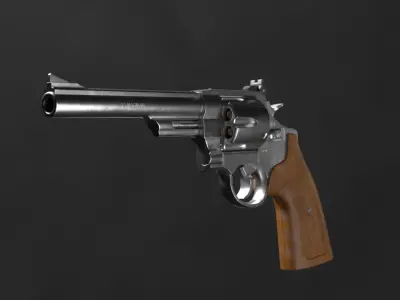 The revolver model is realistic Low-poly 3D model