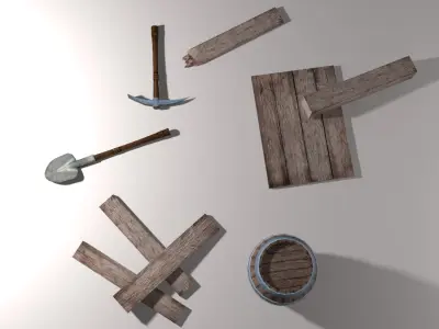 Mining items Low-poly 3D model