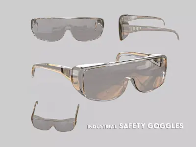  Industrial SAFETY GLASSES transparent Low-poly 3D model