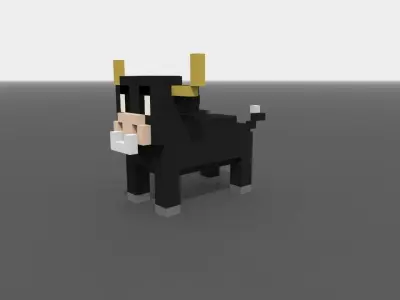 Voxel Bull Low-poly 3D model