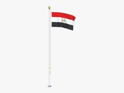 EgyptFlagStandPoleAnimated 3D model