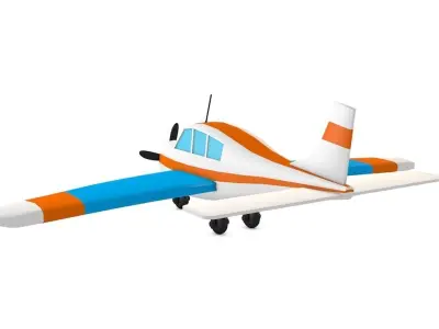 White Airplane Low-poly 3D model