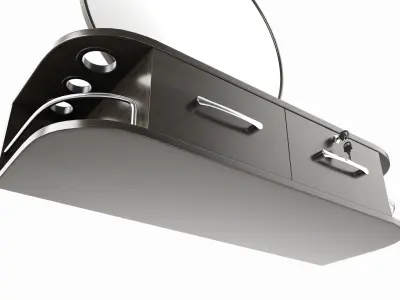 Hairdresser Wall-mounted Desk with Mirror 3D model