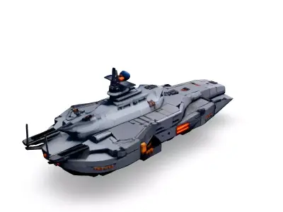Scifi Battleship Futuristic Warship Model Low-poly 3D model