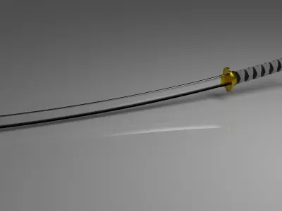 Katana sword Low-poly 3D model 8