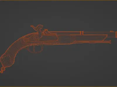 Percussion Gun Brescia Italia 1825 Low-poly 3D model