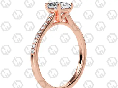 Ring 52 Cushion shape pave setting ring with gems 3D print model