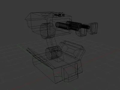 3D Turret Gun Low Poly  Low-poly 3D model