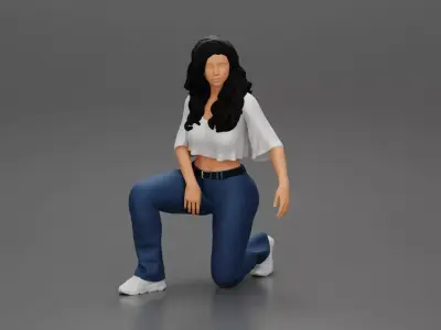 Chola Girl in sitting on knee  3D print model