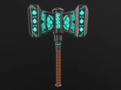 Fantasy Hammer Low-poly 3D model buy
