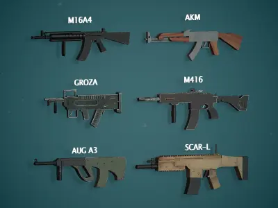 Low Poly AR Gun Pack Low-poly 3D model