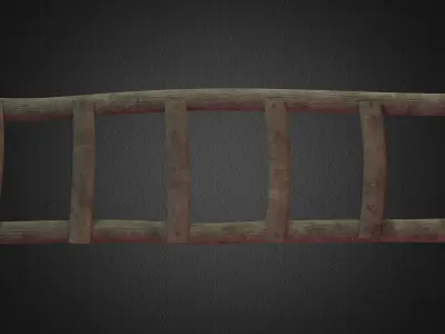 Stairs wooden ladder Low-poly 3D model