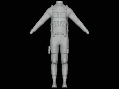 Tactical Military Outfit Game Ready 4K Textures PBR Low-poly 3D model