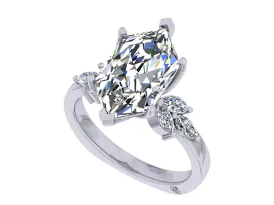 Hexagonal Stone Engagement Ring 3D print model