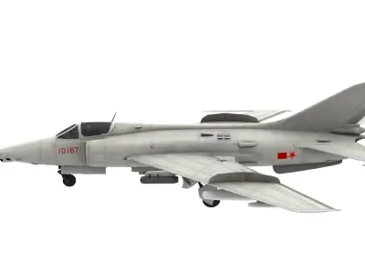 Lowpoly Nanchang Q-5 Aircraft Low-poly 3D model