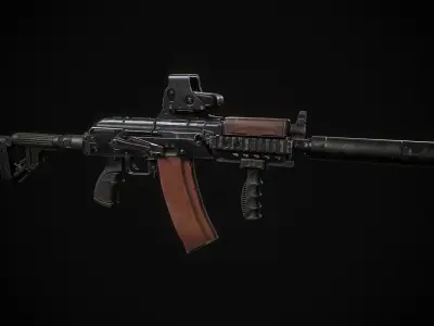 Butt of the rifle AK Low-poly 3D model