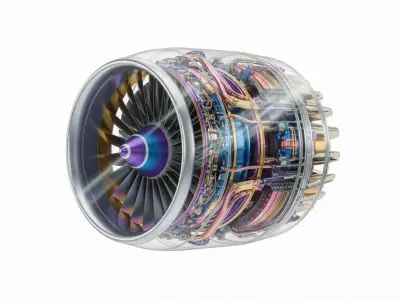 High-Tech Turbofan Jet Engine Low-poly 3D model