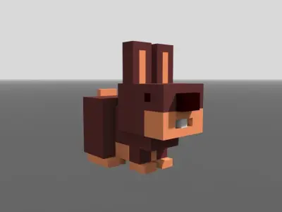 Voxel Brown Bunny Low-poly 3D model