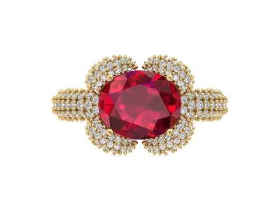 Art Deco Cushion  Ring 3D print model