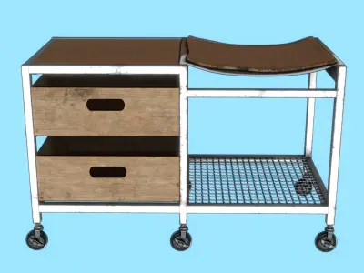 Industrial Rolling Storage Cart Low-poly 3D model