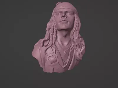 Pirate bust of woman with long hair 3D print model