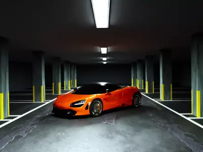 Mclaren in garage  Free 3D model