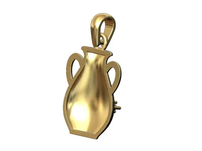 Diamond baguette cluster urn pendant charm with bail 3D print model