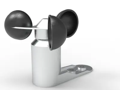 Anemometer gold wind turbine Low-poly 3D model