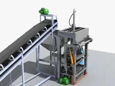  Industrial Equipment 22 - Hydraulic Brick Making Machine  3D model