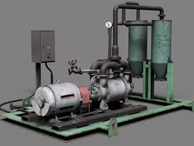 Industrial vacuum pump system Low-poly 3D model