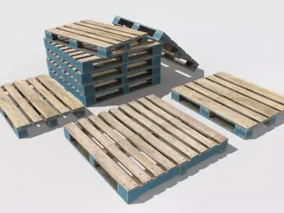 Industrial Wooden Pallet 1 PBR  Low-poly 3D model
