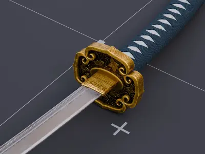 Japanese Sword Katana Low-poly 3D model