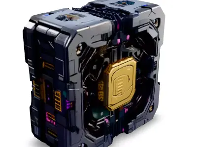 SciFi Futuristic Circuitry Cube Low-poly 3D model